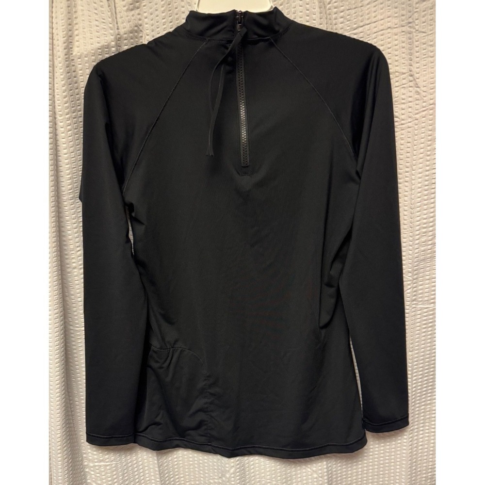 Athleta Activewear Black Half Zip Slim Fit Pullover Size L Pocket
